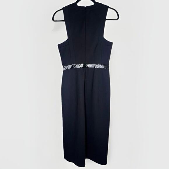 STAUD Sharmila Black Ponte Knit Midi Dress  Sz 6  Chic Minimalist Slit Dress - Picture 9 of 9